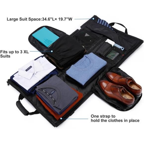 Garment Bags for Travel Large Suit Bag for Men Carry On Garment Bag Convertible - Picture 3 of 7